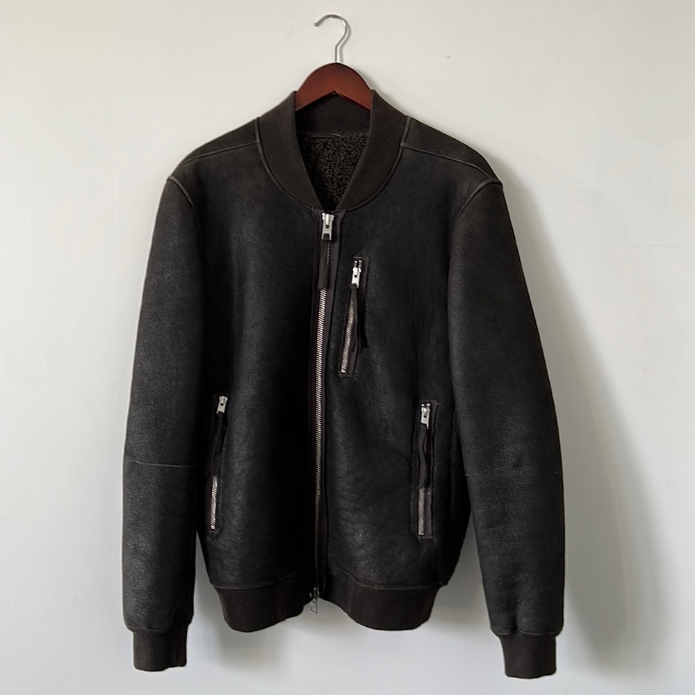 All Saints Hanes Leather Bomber Jacket
